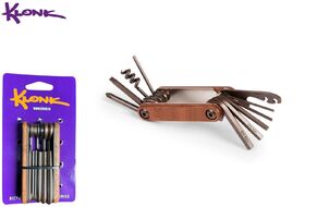 KLONK Ключ многофункциональный, мультитул, 12 в 1 (2/2.5/3/4/5/6 mm/ flat /PH2), штопор, открывалка, с ключом для спиц, TRUE BIKER, 10531 (УТ00024354)