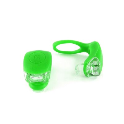 Комплект: фара передняя, фонарь задний, силикон, JY-267-2B, блистер (зеленый) #0