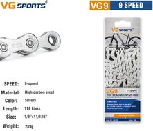 Цепь VG-Sports, 9 скор. (116 звеньев), 1/2''x 11/128'', пин, Chrome-Plated, инд. упаковка, VG-9 (УТ00024894)