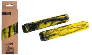 Рукоятки руля (грипсы, комплект) для трюкового самоката, 170 мм, с барендами, Fish 170 (Yellow/Black, NN010323)