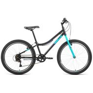 Велосипед ALTAIR MTB HT 24 1.0 (24" 6 ск. рост. 12") 2022, черный/голубой, IBK22AL24089