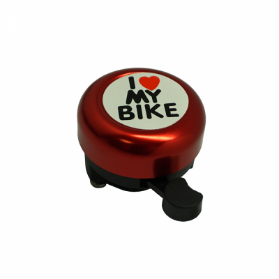 Звонок велосипедный NUVO,  "I Love My Bike", алюмин./пластик, D55 мм (красный) #0