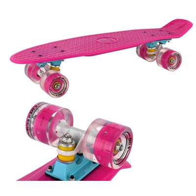 Скейтборд (Пенниборд) RGX 22" (светящиеся колеса), подвеска - Alu, ABEC-7 (розовый) #0