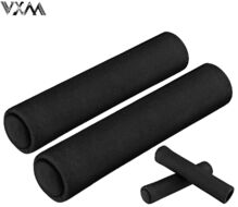 Рукоятки руля (грипсы, комплект) силиконовые, "VXM", для самоката/велосипеда, с заглушками, 130 мм (черный, NS01BK)