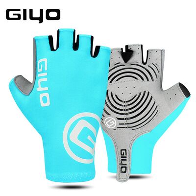 Велоперчатки GIYO, короткий палец, гелевые вставки, биэластичные, силикон, лайкра, размер "M" (бирюзовый) #0