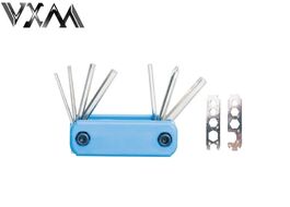 Набор инструментов VXM складной 9 предметов, шестигранники, 2 отвертки, ключи накидные, ключ для спиц (FSBRK-146)