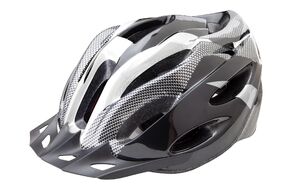 Шлем взрослый HL-021, размер L" (58-60 см), с козырьком, цвет: черный/белый, FSD-HL021