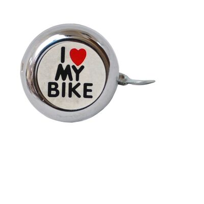 Звонок велосипедный NUVO, алюминиевый, "I Love My Bike", D55 мм (серебристый) #0