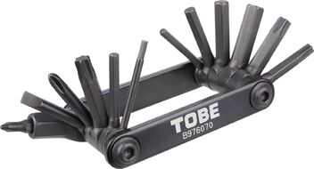 TOBE Набор инструментов, складной 14 предметов, шестигранники 2/2.5/3/4/5/6/8 мм, отвертка, Т25/Т30, выжимка цепи, спицевые ключи 3.2 мм/3.3 мм/3.5мм, держатель штифта, B976070 (TB_2143)