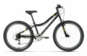 Велосипед FORWARD UNIT 24 1.0 (24" 6 ск. рост. 12") 2023, черный/желтый, RB3R46158XBKXYE