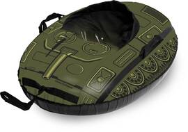 Санки надувные "Ватрушка" ПВХ-ПВХ 115 см овальная, с принтом, ТТ "TANK" Comfort (Green/Black) (КСНВ115TANK)