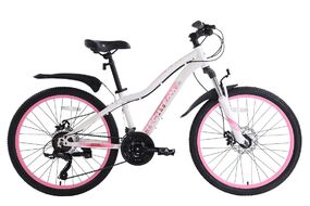 Велосипед TECH TEAM Delta 24 disc (24" 21 ск. рост 13") бело-розовый (NN007677)