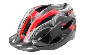 Шлем взрослый HL-021, размер L" (58-60 см), с козырьком, цвет: черный/красный, FSD-HL021