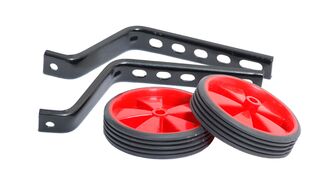 Колесики поддерживающие с кронштейнами и крепежом, для велосипедов 12"-20", сталь/пластик, 110 мм (красный, УТ00024941)