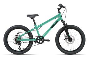 Велосипед ALTAIR MTB HT 20 2.0 D (20" 6 ск. рост. 10.5") 2022, мятный/черный, IBK22AL20082
