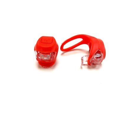Комплект: фара передняя, фонарь задний, силикон, JY-267-2B, блистер (красный) #0