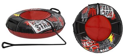 Санки надувные "Ватрушка" ПВХ-ПВХ 100 см  Comfort, с принтом ТТ "ROCK" (Red/Black) (УТ00025582)